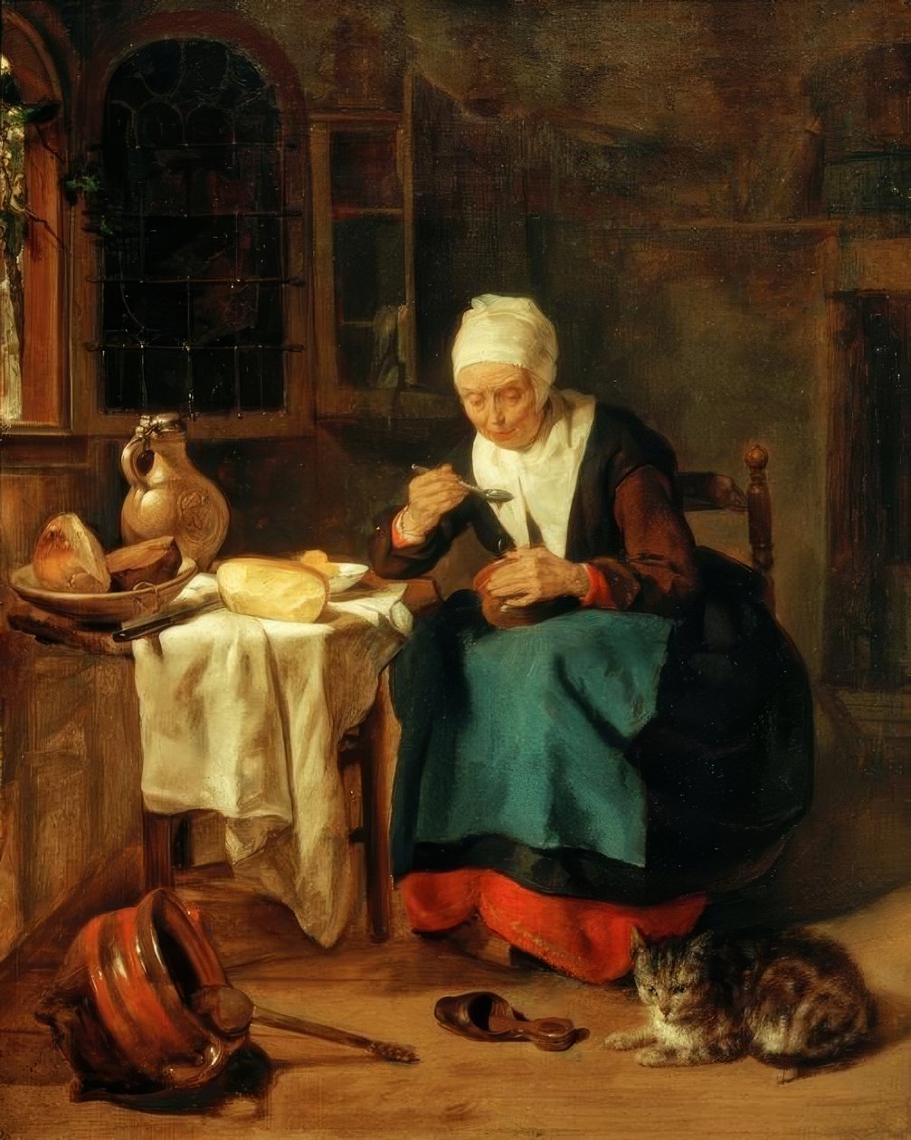 Nő eszik zabkását alkotó: Gabriel Metsu