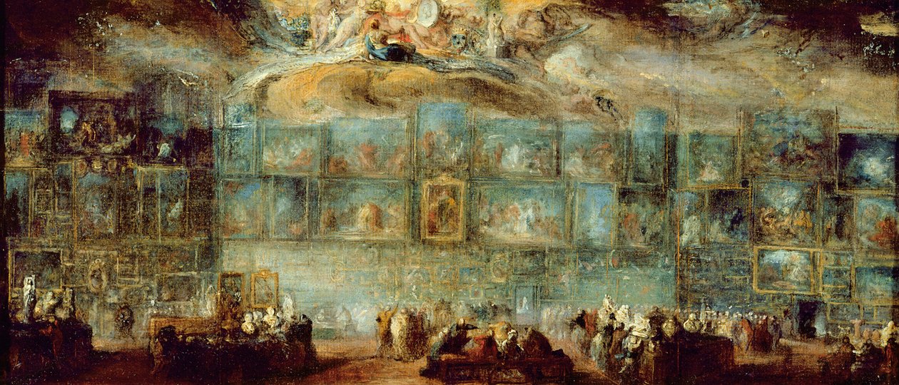 Kilátás a Louvre-i szalonra, 1779 (olaj, papír, vászonra fektetve) alkotó: Gabriel de Saint Aubin
