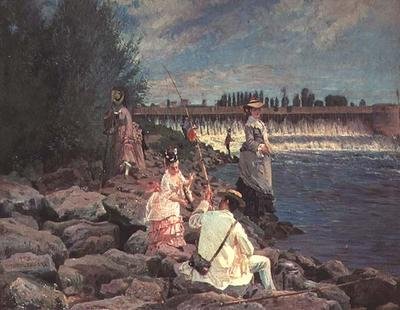 Horgászat a Szajnán alkotó: Gabriel Guay