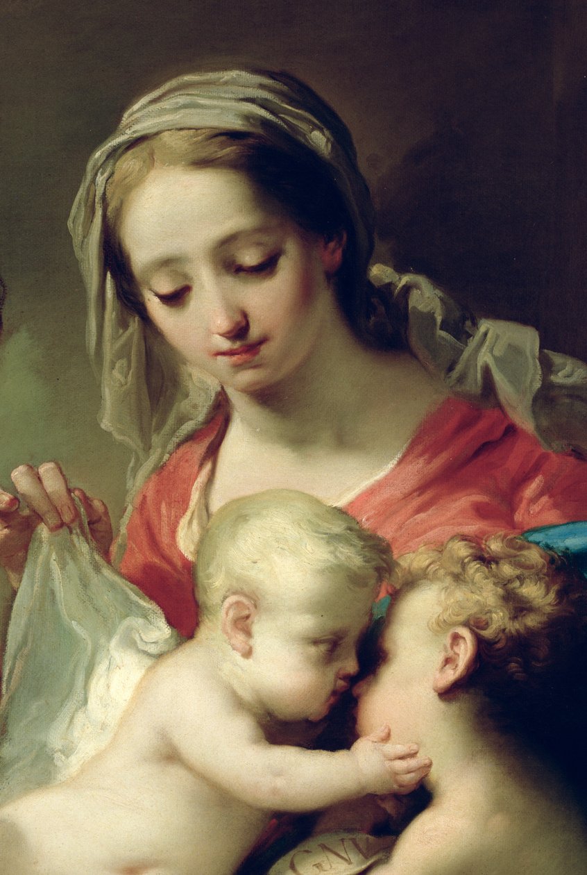 Madonna és gyermek Szent Jánossal, Annával és Roccóval, 1785 körül, olaj, tábla részlete 50187 alkotó: Gaetano Gandolfi