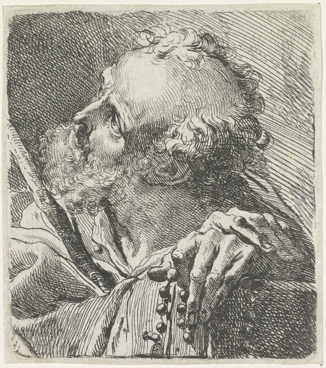 Egy szent feje rózsafüzérrel alkotó: Gaetano Gandolfi
