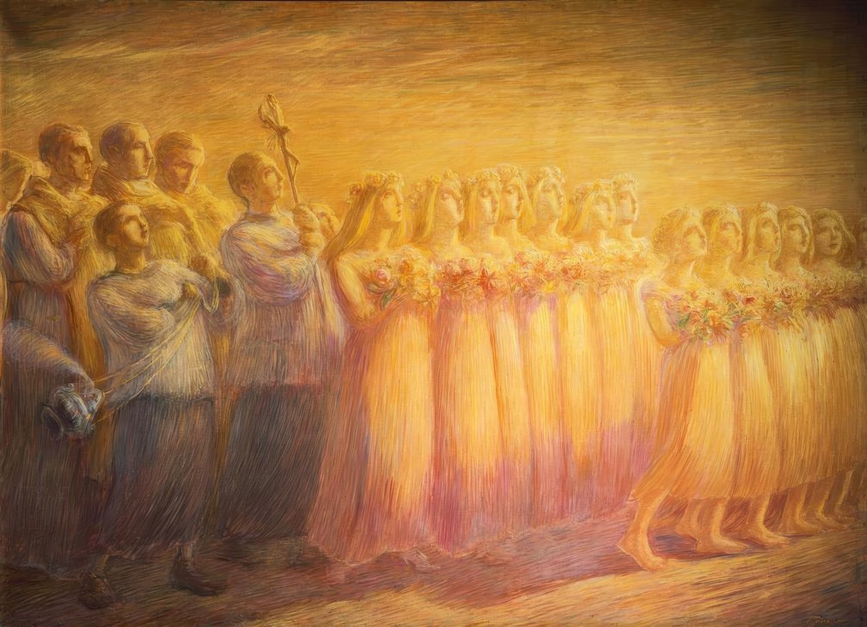 Egy szűz temetése, alkotó: Gaetano Previati