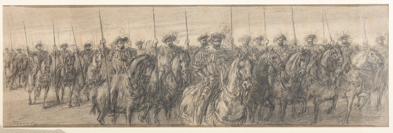 Spanyol katonák (ceruza, papír) alkotó: Gaetano Previati