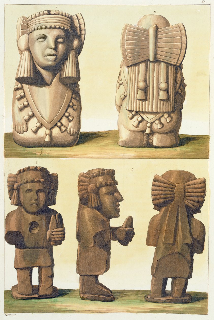Aztec Idols, Mexikó (színes litográfia) alkotó: Gallo Gallina