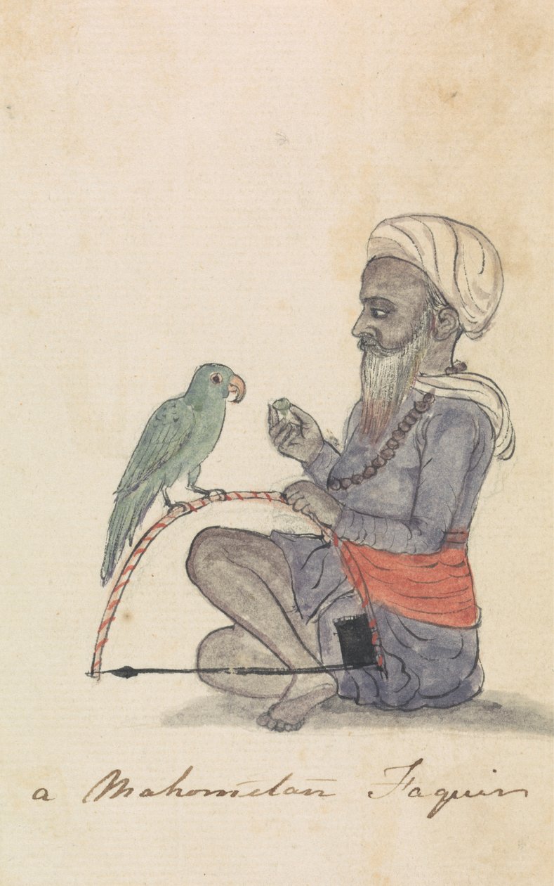 Egy mohametán a papagájával alkotó: Gangaram Chintaman Tambat