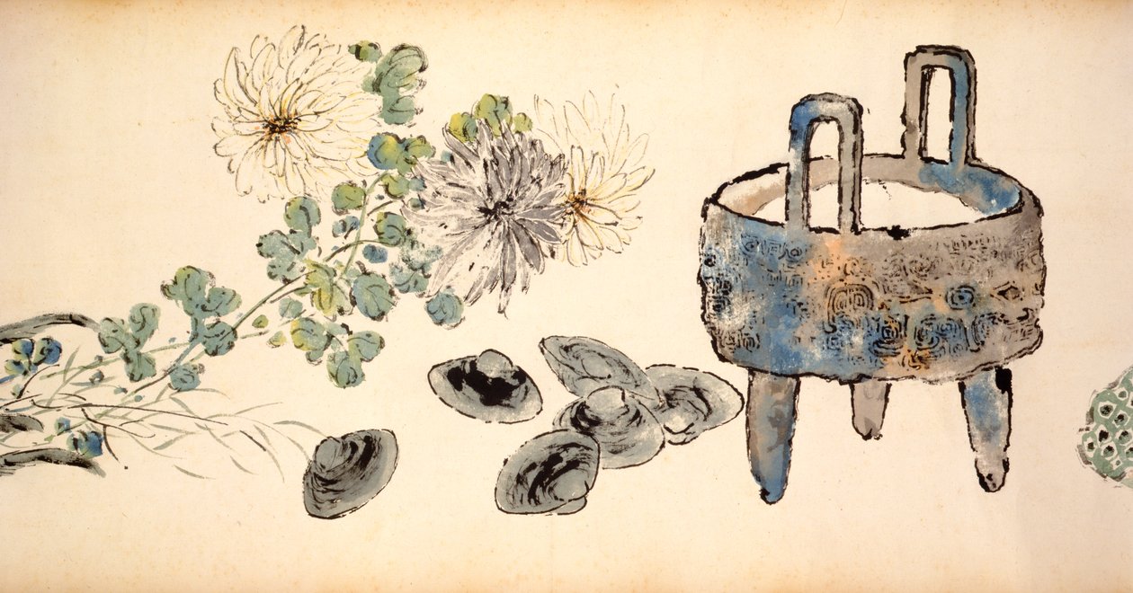 Csendélet (tinta papíron) alkotó: Gao Qipei