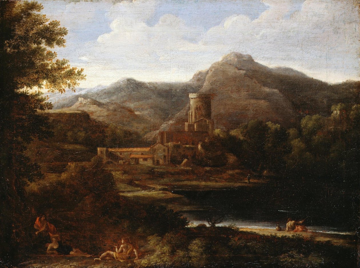 Falu a tó mellett alkotó: Gaspard Poussin Dughet
