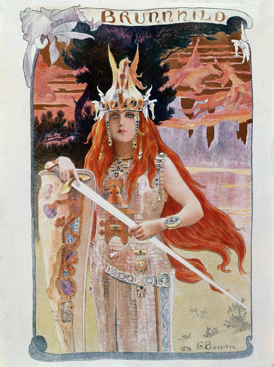 Brunnhilde, illusztráció Richard Wagner (1813-83) „Die Walkure” című művéből alkotó: Gaston Bussiere