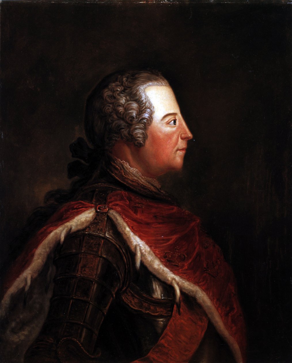 Friedrich (II.) Poroszországból, mint koronaherceg profiljában. alkotó: Georg Wenzeslaus von Knobelsdorff