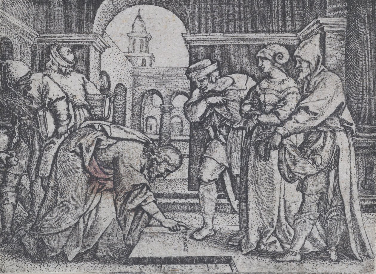 Krisztus és a házasságtörő asszony. alkotó: Georg Pencz