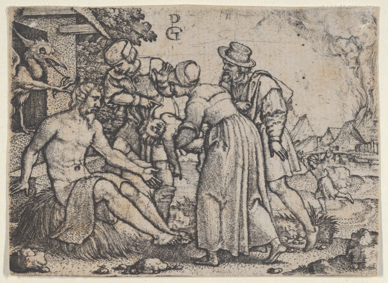 Jób üldözése. alkotó: Georg Pencz