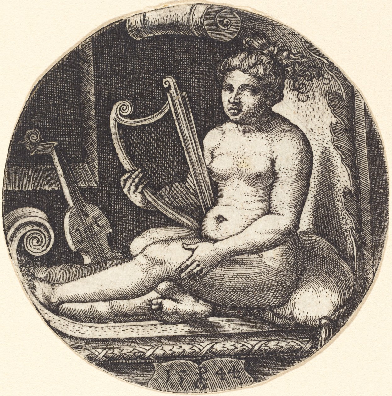 Nő hárfával alkotó: Georg Pencz