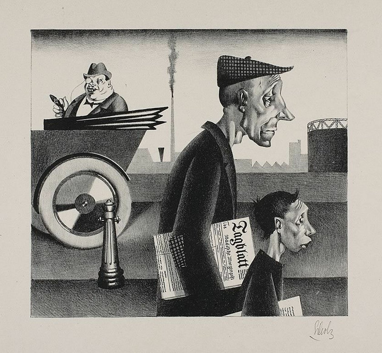 Újsághordozók (Work Disgraces) alkotó: Georg Scholz