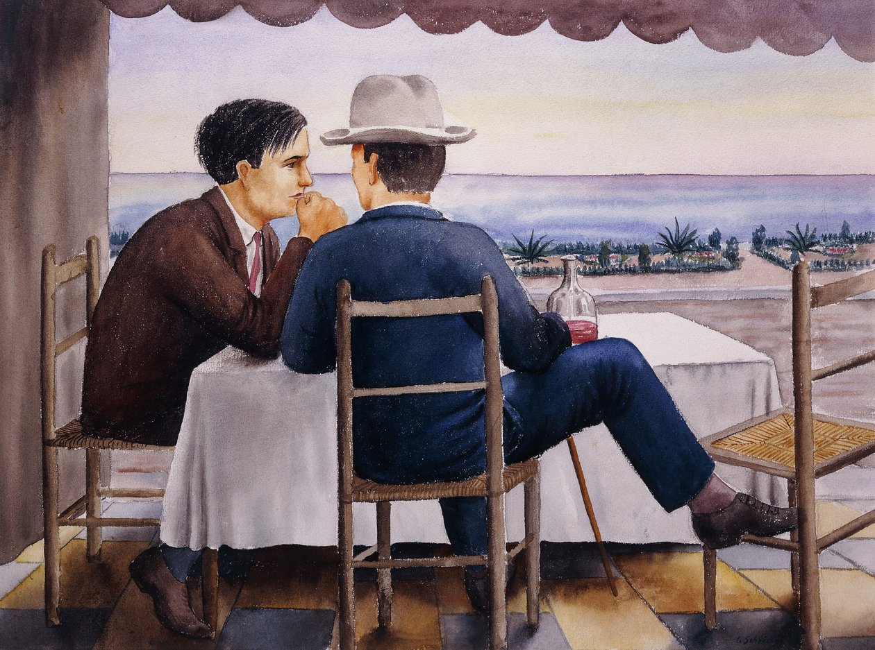 A teraszon alkotó: Georg Schrimpf