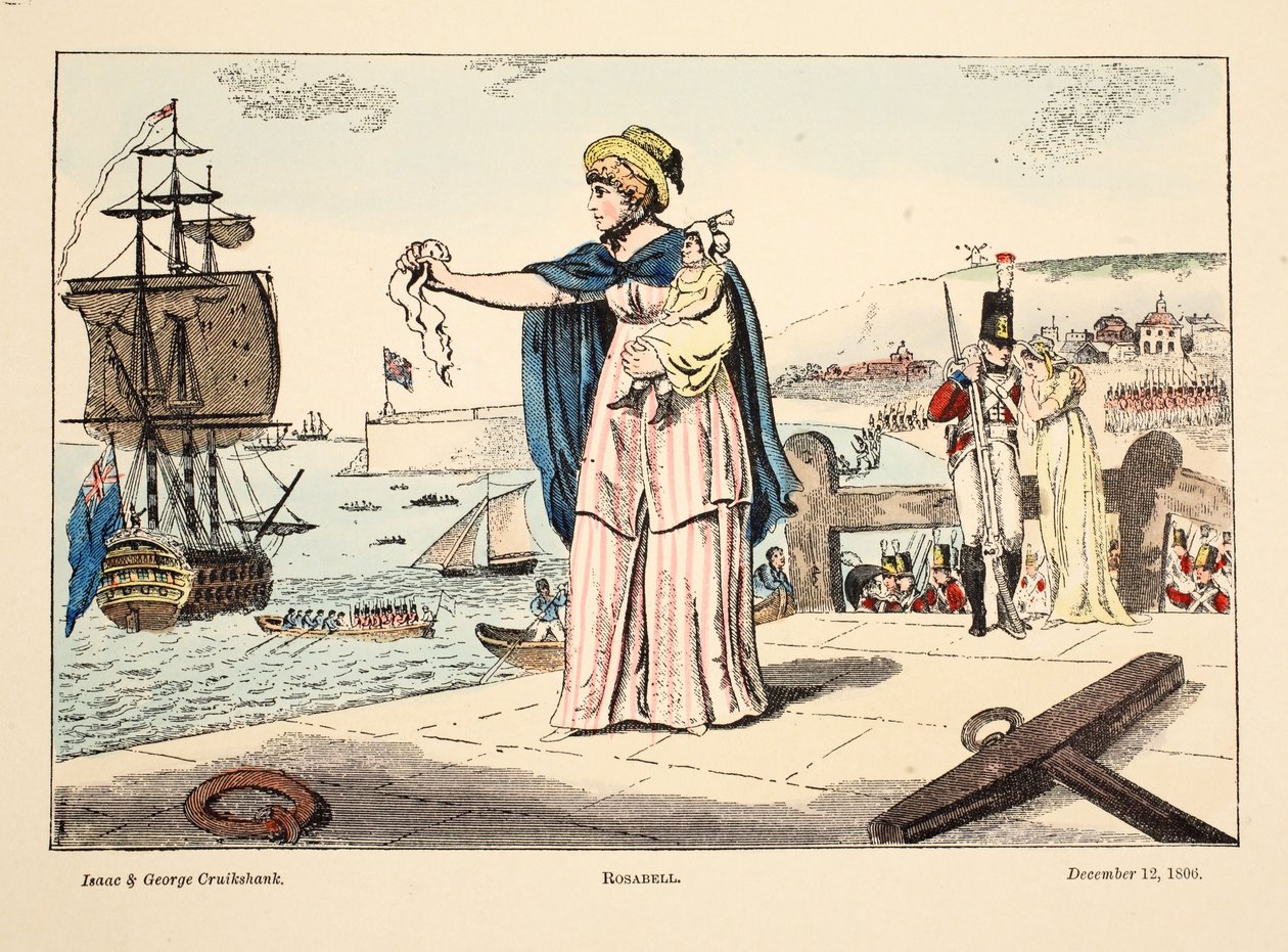 Rosabell, kocsma. 1806 (kézzel színezett metszet) alkotó: Isaac, Robert and George Cruikshank