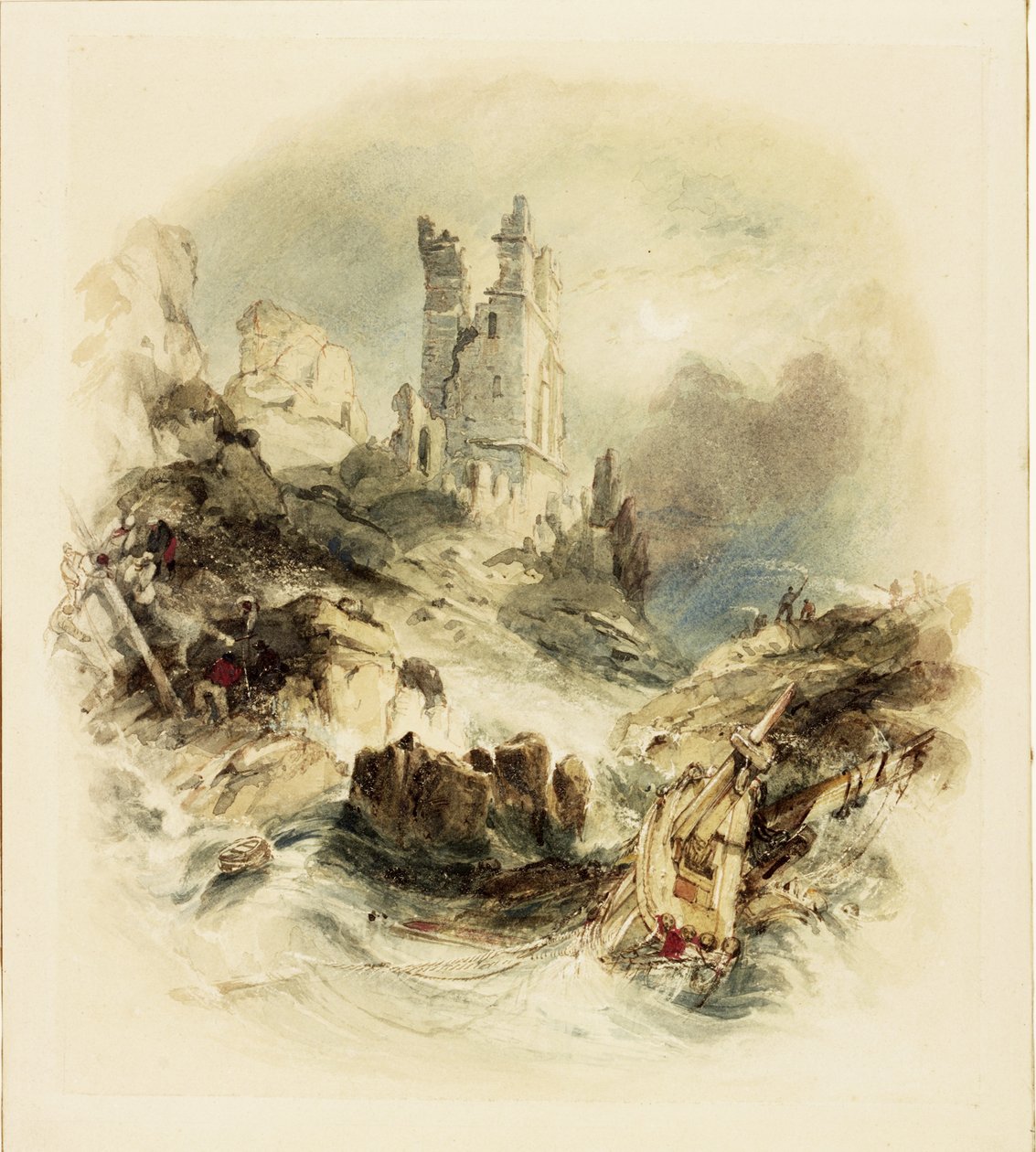 Hajóroncs a Dunstanburgh kastélynál (akvarell és karcolás) alkotó: George Balmer
