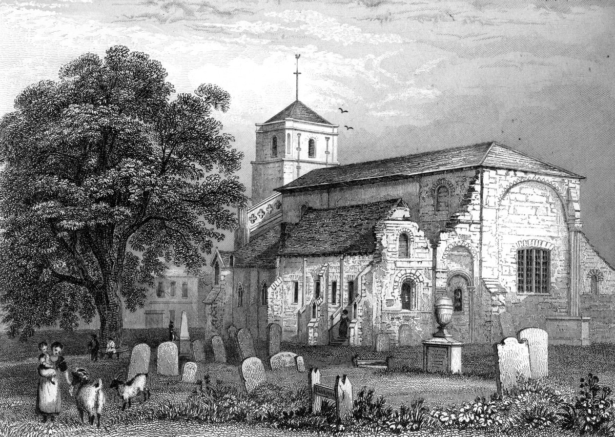Waltham Abbey Church, Essex, metszett John Rogers, 1831 alkotó: George Bryant Campion