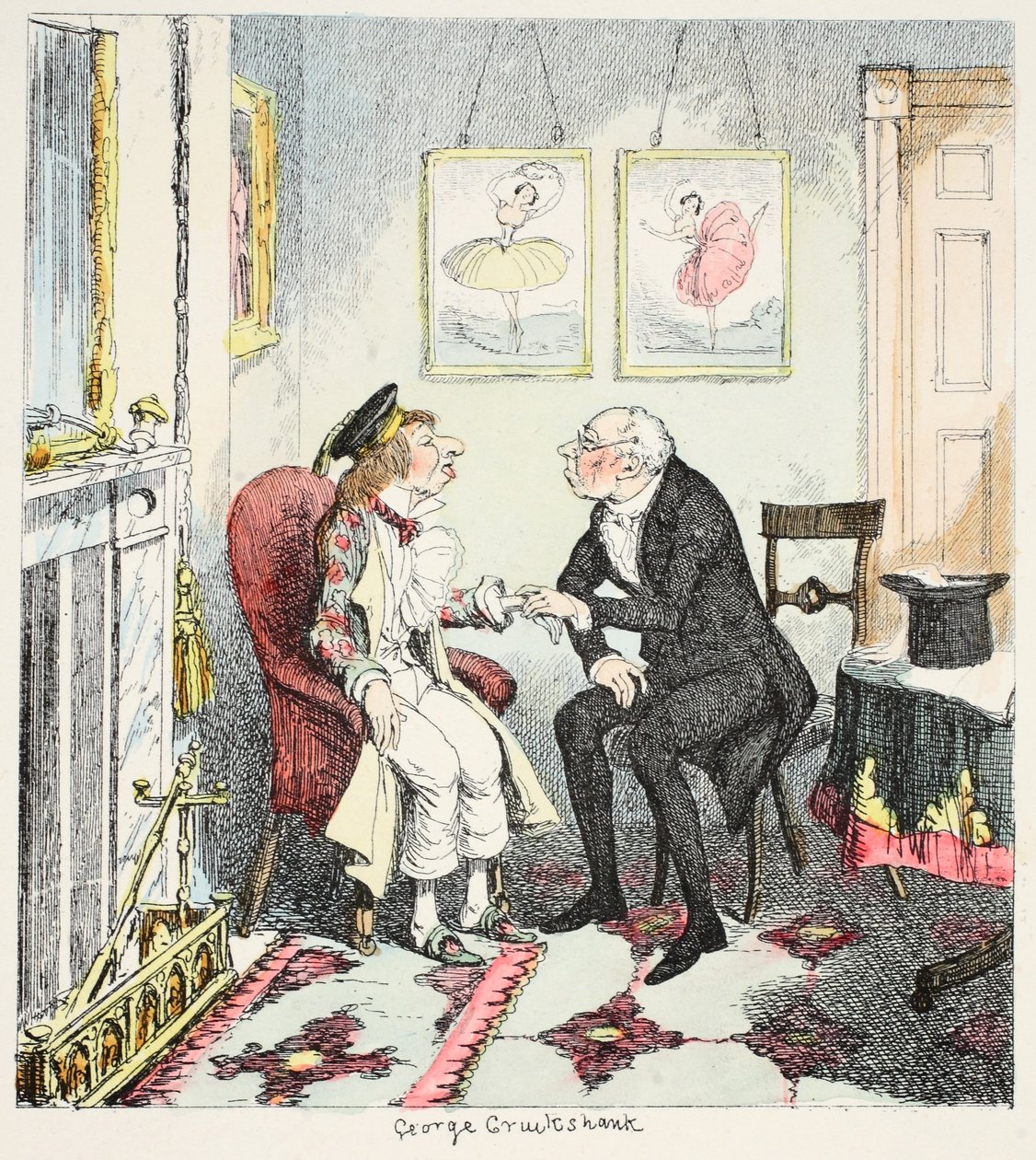 Lambkin úr úgy találja, hogy túl gyorsan haladt a Mérés és szórakozás nyomában, a The Bachelors Own Book vagy a Progress of Mr Lambkins kocsmában. 1844 alkotó: George Cruikshank