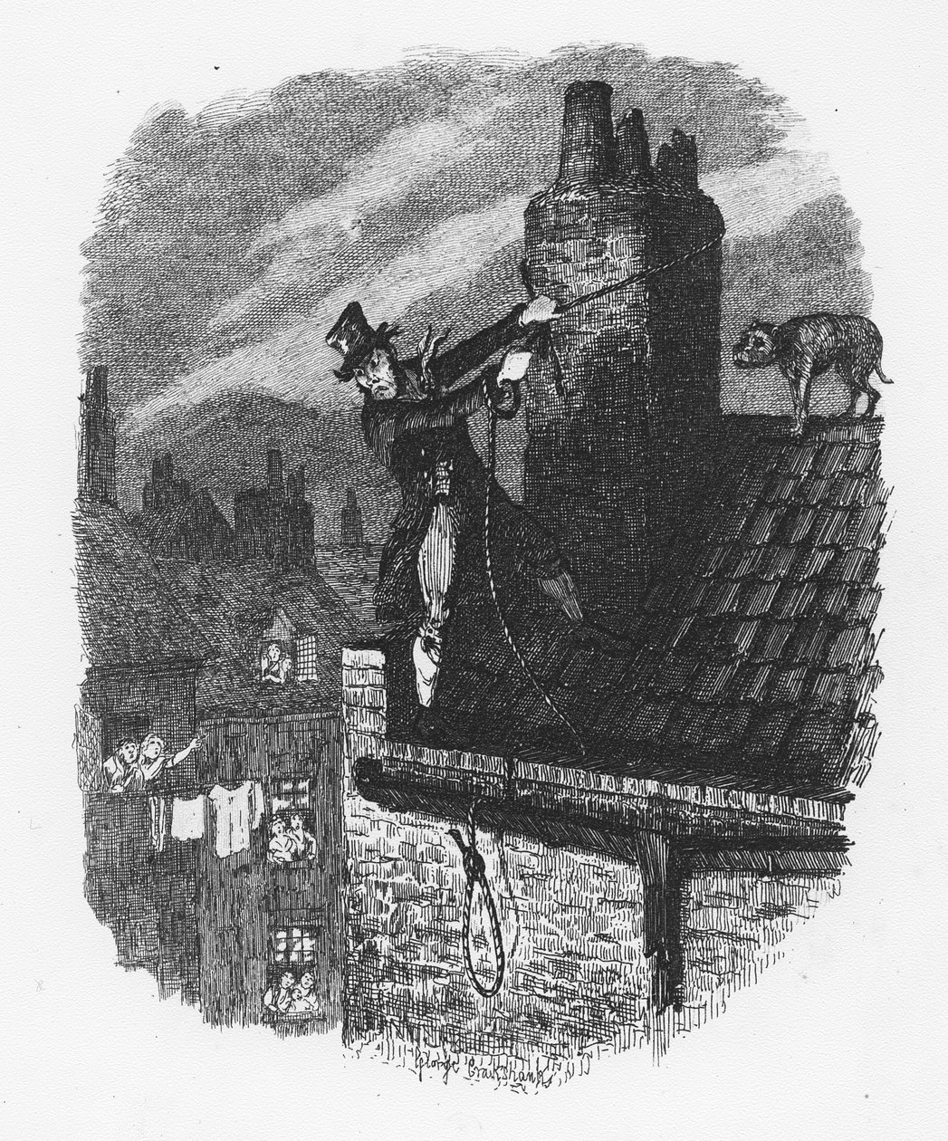 Az utolsó esély, Charles Dickens (1812-70) „Twist Oliver kalandjai” című művéből, 1838 alkotó: George Cruikshank