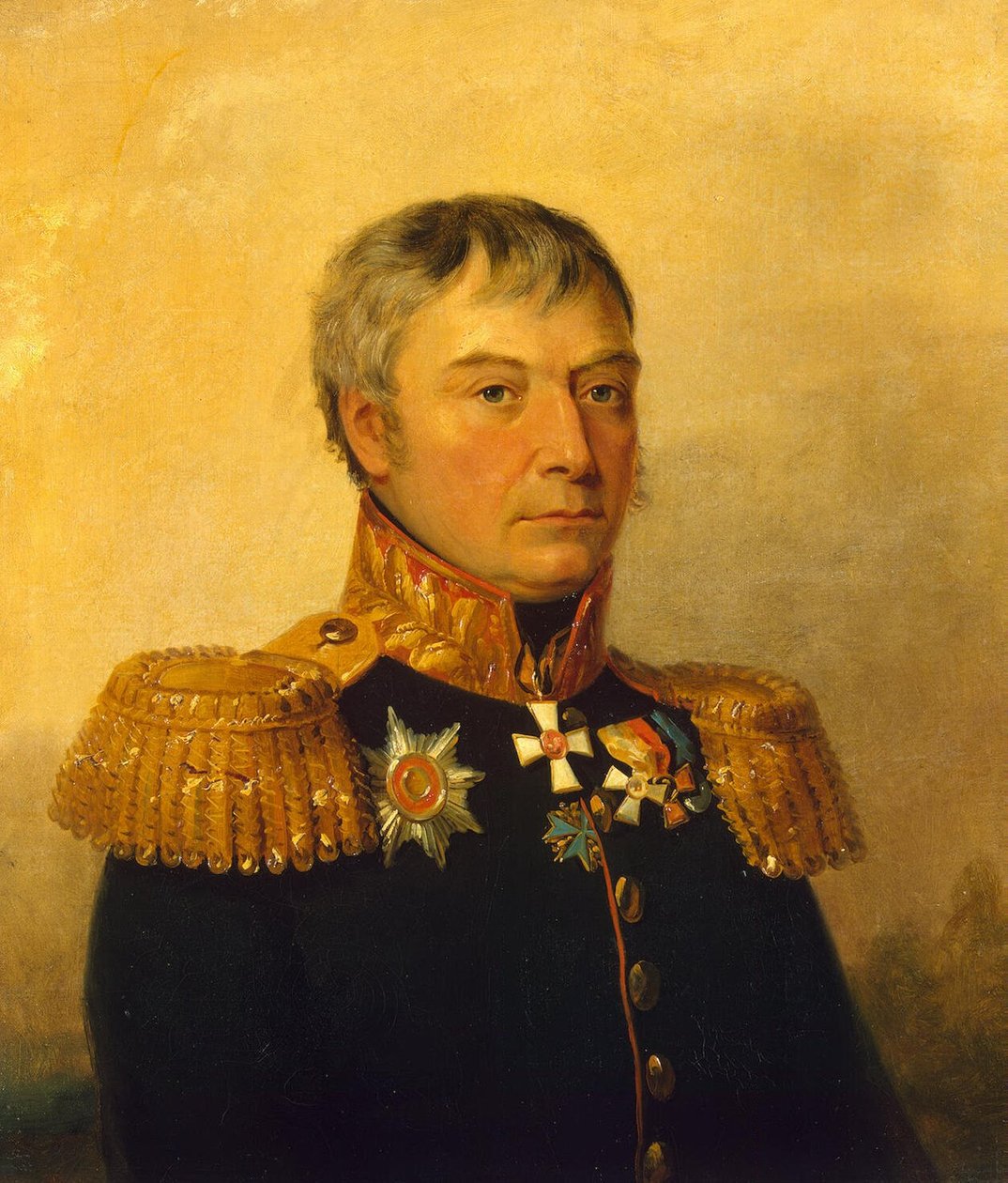 Apollon Sztyepanovics Zsemcsuzsnyikov orosz tábornok portréja a Téli Palota Katonai Galériájában alkotó: George Dawe