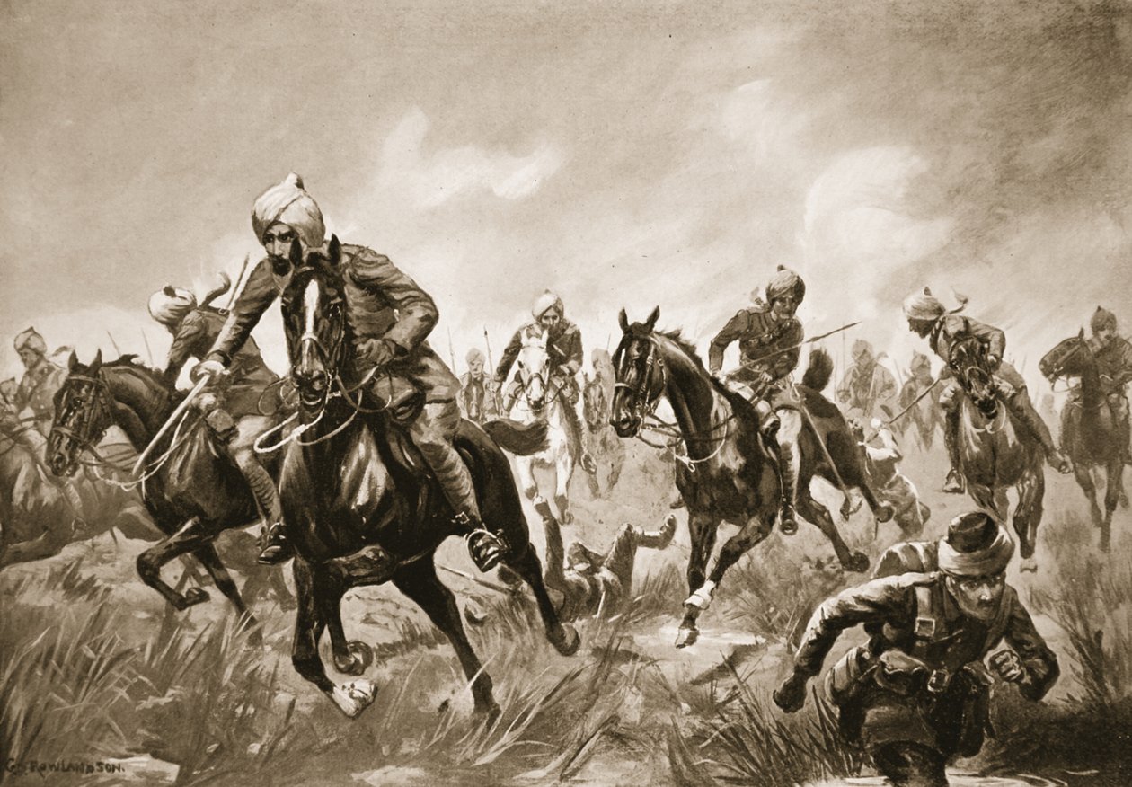 Jemadar Ram-Karan erős puskatűz alatt vezeti csapatát a visszavonuló ellenség ellen alkotó: George Derville Rowlandson