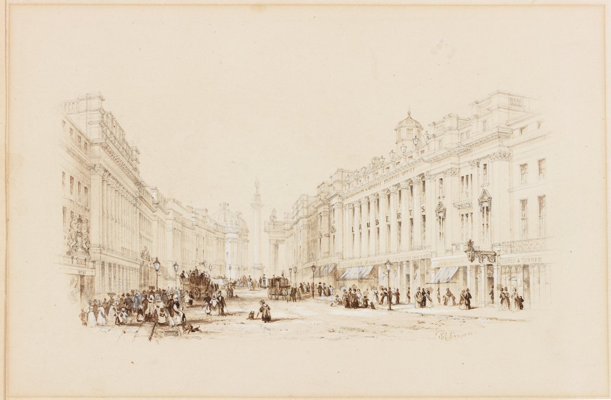 Grey Street, Newcastle (testszín, papír) alkotó: George Finlay Robinson