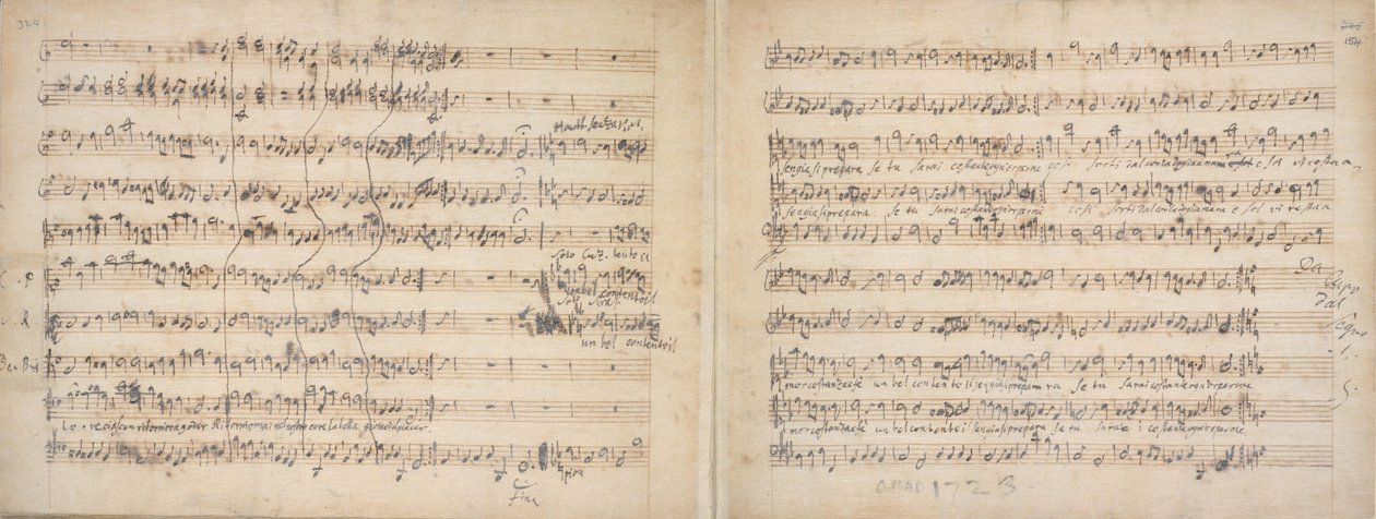Utolsó kórus Julius Caesar autográf kézirat Handel alkotó: George Frederick Handel