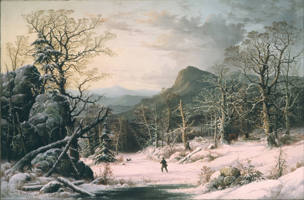 Vadász Winter Woodban alkotó: George Henry Durrie