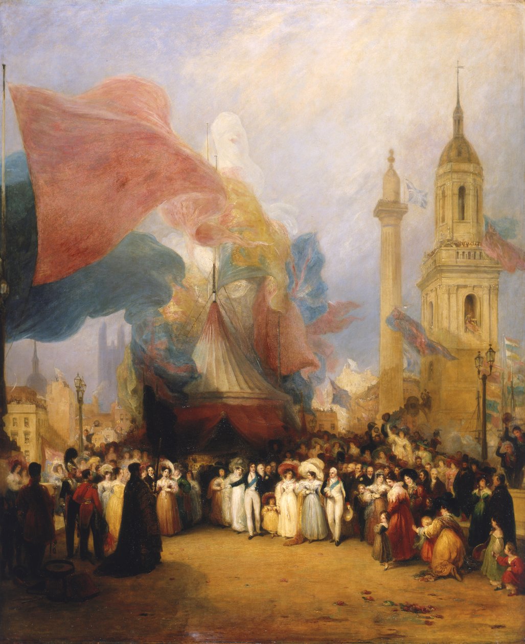 A királyi menet a London Bridge megnyitóján, 1831 alkotó: George Jones
