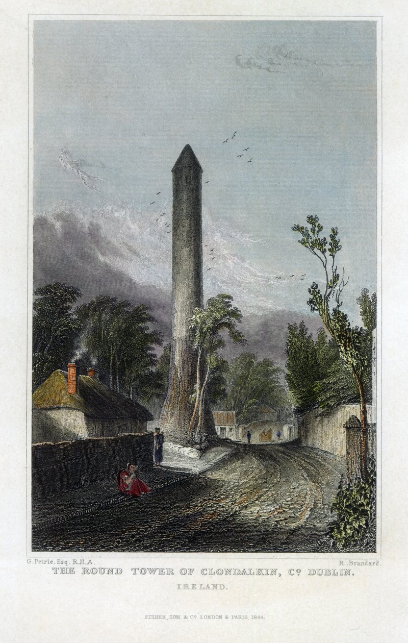 Clondalkin kerek tornya, Robert Brandard metszete, 1844 alkotó: George Petrie