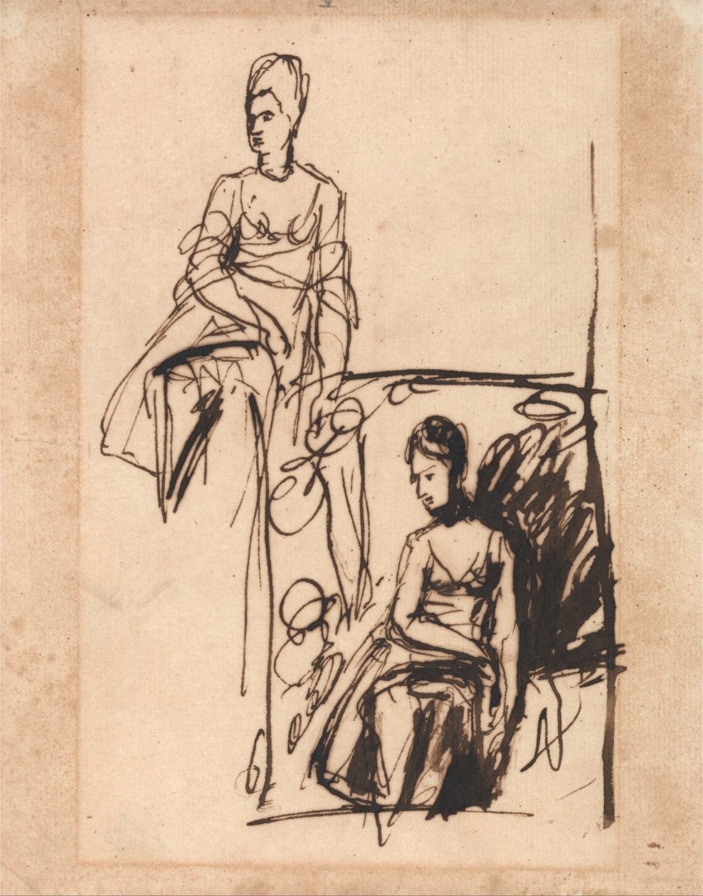 Ülő nő, két tanulmány alkotó: George Romney
