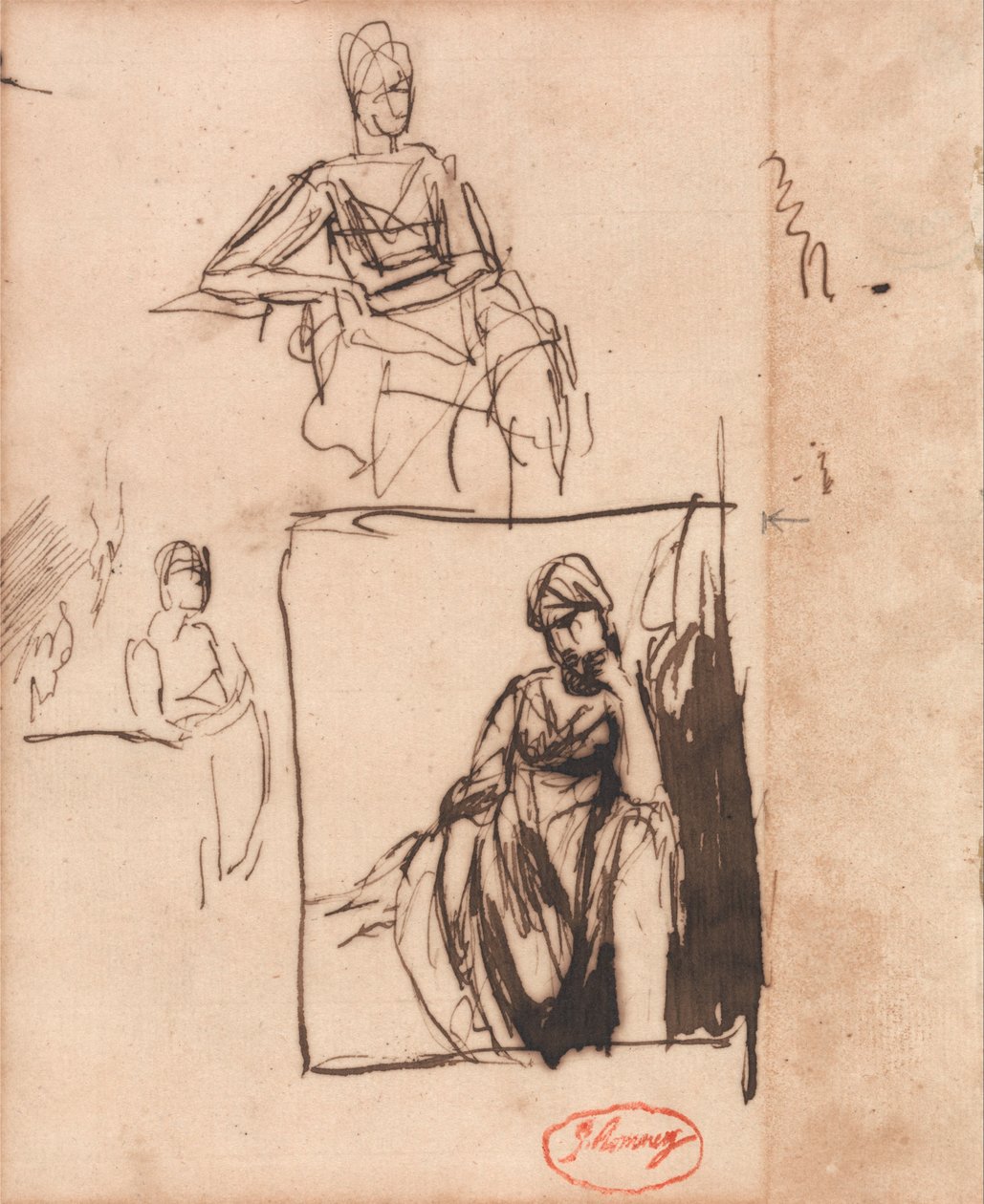 Ülő nő- három póz alkotó: George Romney