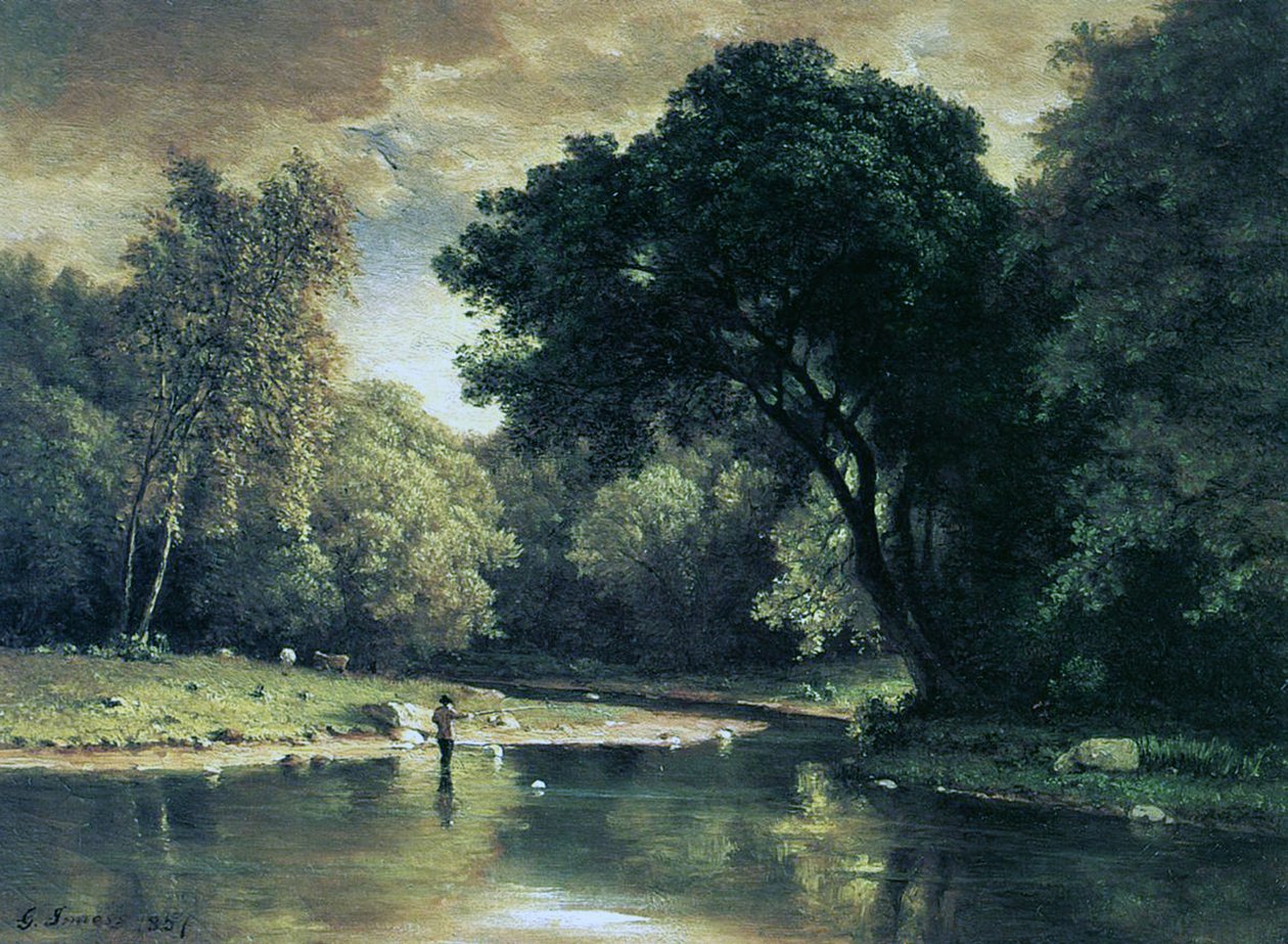 Horgászat a patakban, 1857 alkotó: George Inness