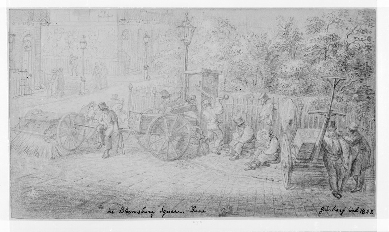 A Bloomsbury Square-en a hőhullám idején, 1828-ban alkotó: George Snr Scharf