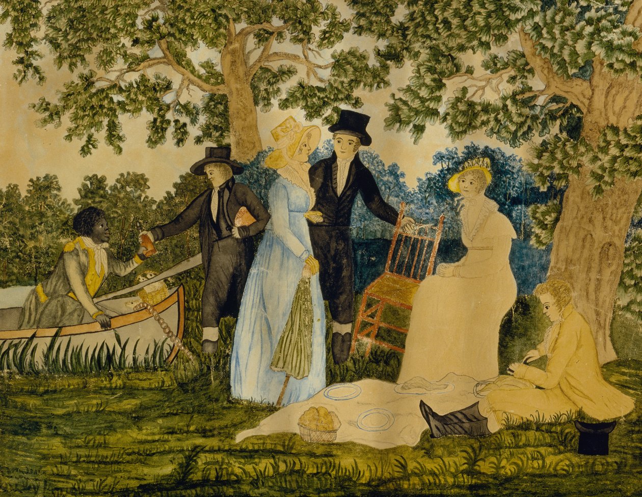 Fishing Party, c. 1815 (akvarell szőtt papíron) alkotó: George after Morland