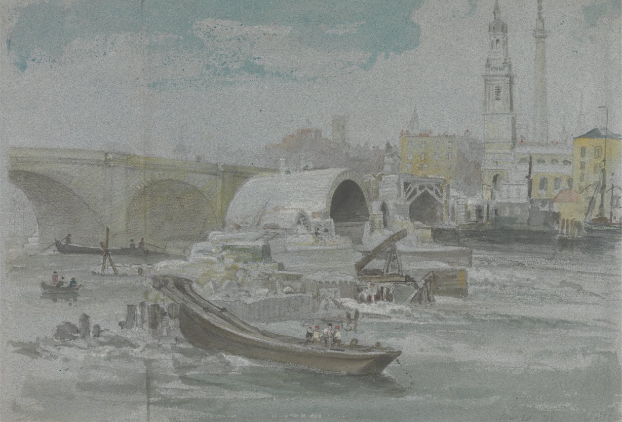 Az Old London Bridge lebontása alkotó: George Arnald
