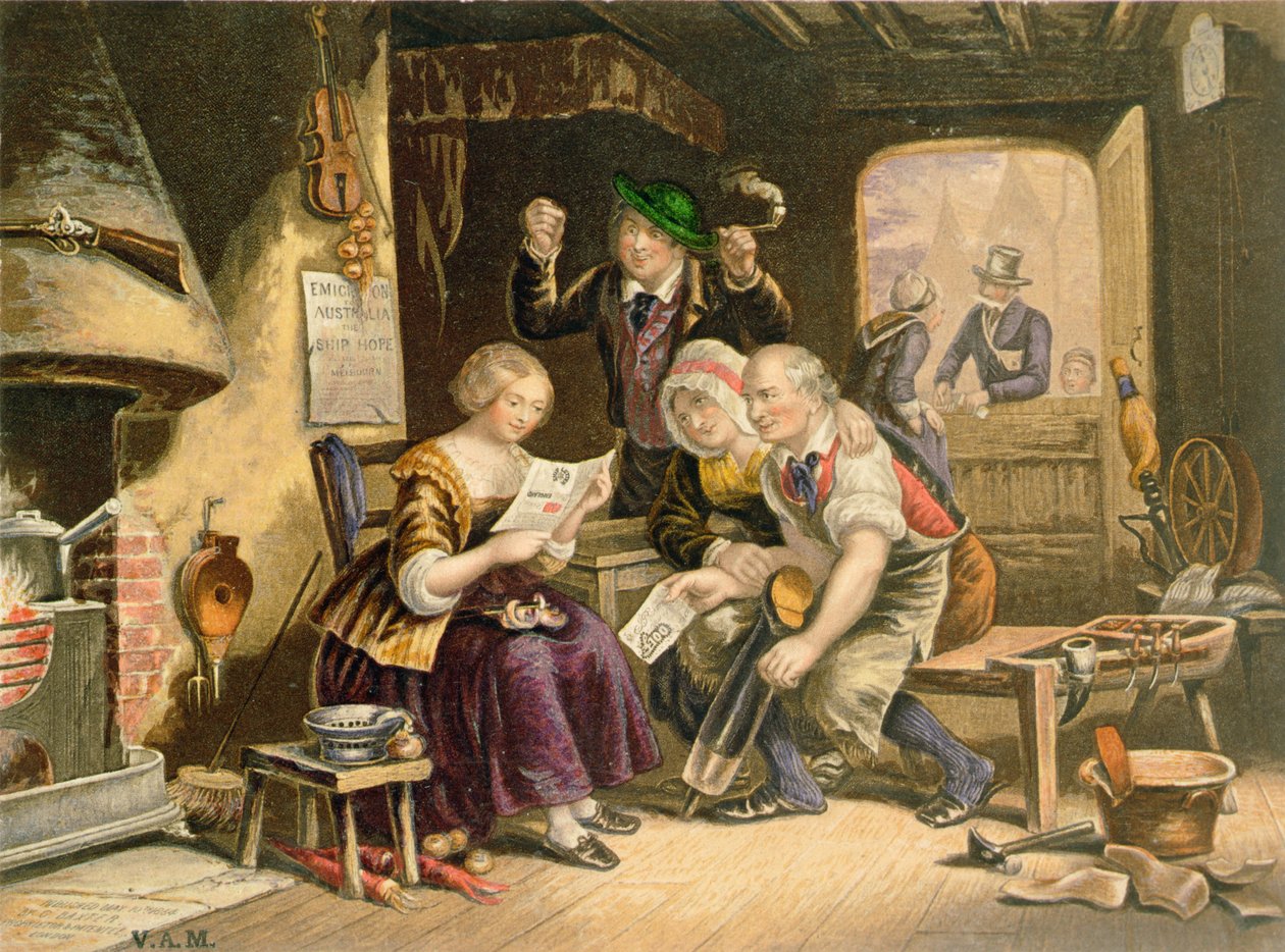 Hírek otthonról, 1854 alkotó: George Baxter