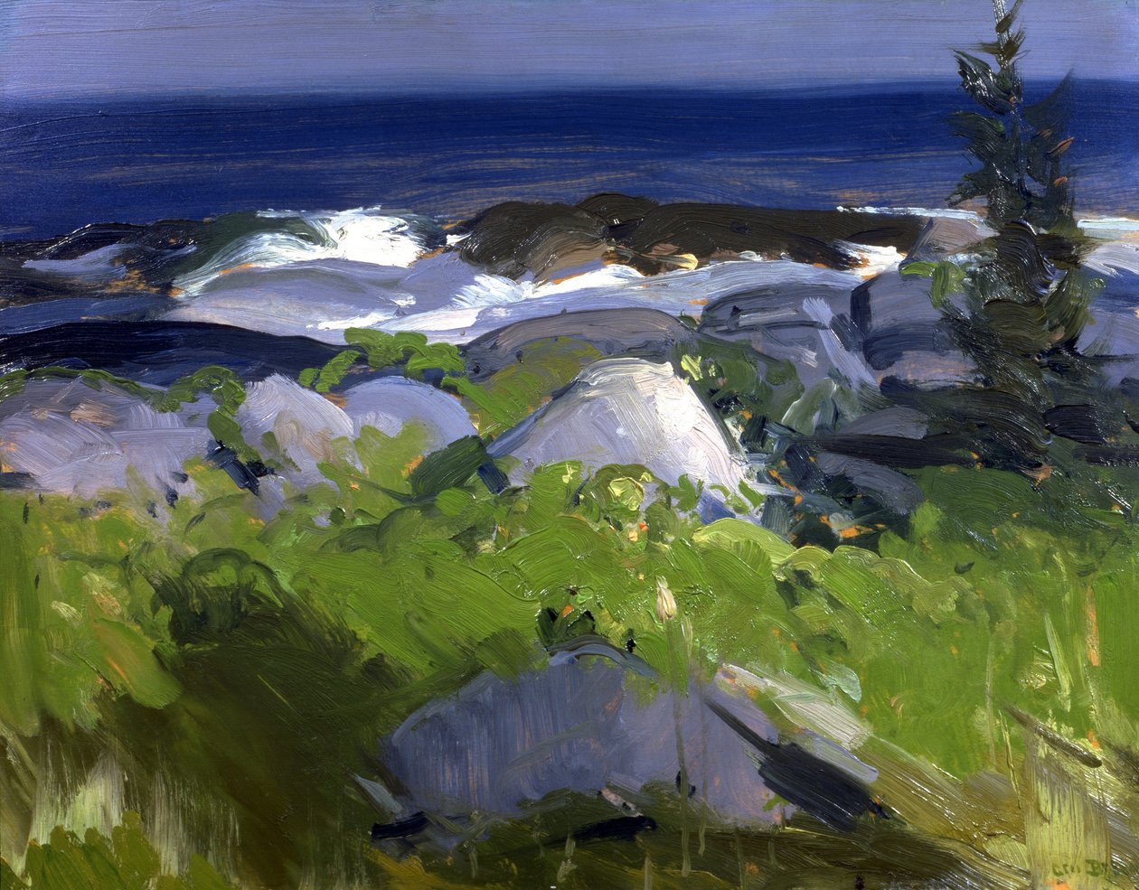 Szőlővel borított part - Monhegan-sziget alkotó: George Bellows