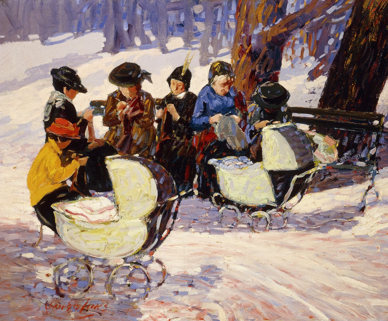 Knitters, High Bridge Park alkotó: George Benjamin Luks
