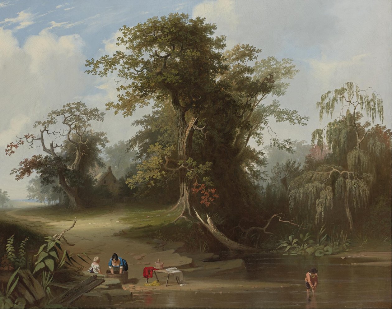 Tájkép; vidéki jelenet alkotó: George Caleb Bingham