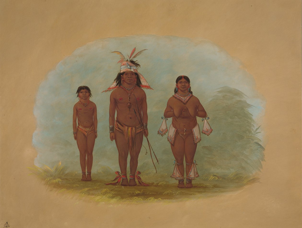 Egy Chetibo család, 18541869. alkotó: George Catlin