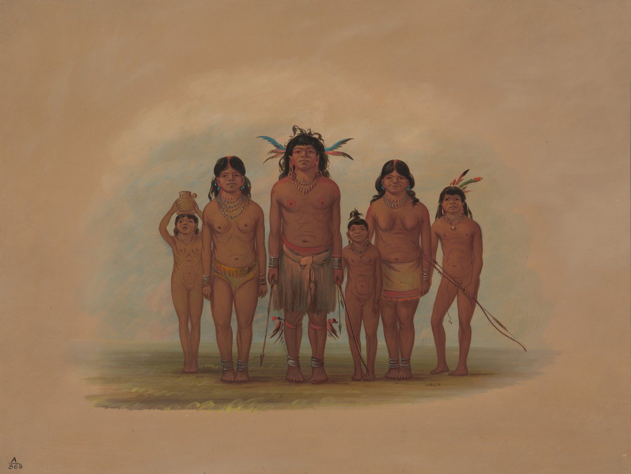 Connibo indián család, 18541869. alkotó: George Catlin