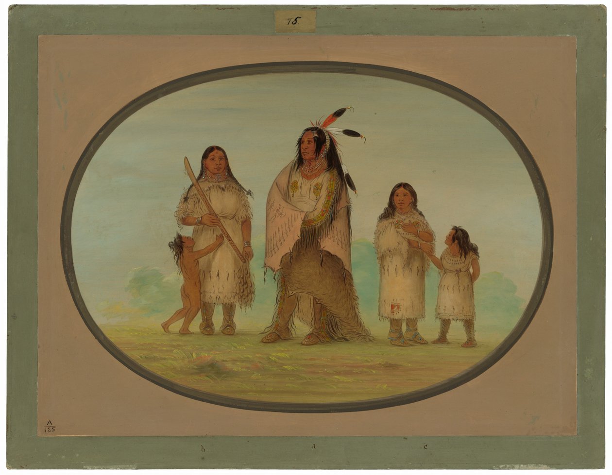 Assinneboine Warrior és családja alkotó: George Catlin
