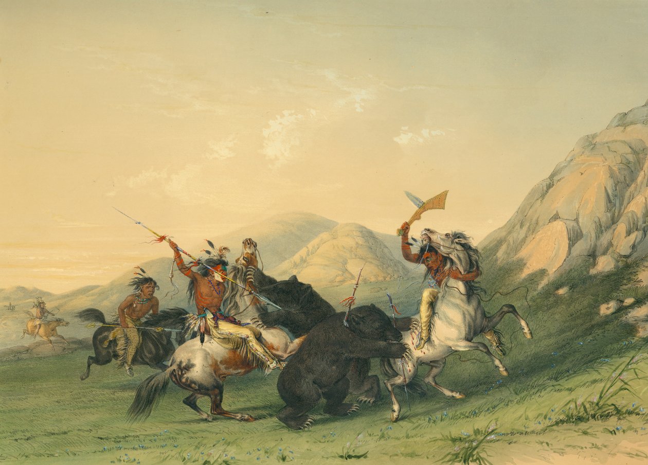 A Grizzly Bear megtámadása alkotó: George Catlin