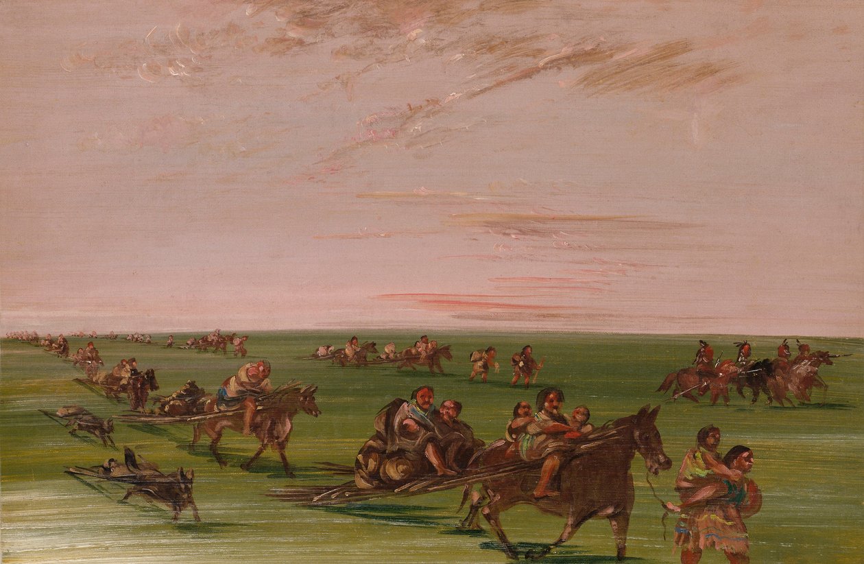 Band of Sioux Moving Camp alkotó: George Catlin