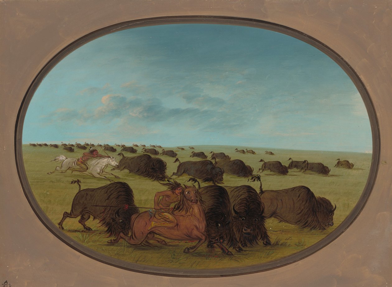 Buffalo Chase, balesetekkel, 18611869. alkotó: George Catlin