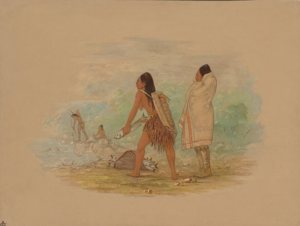 Laposfejű indiánok, 1861. alkotó: George Catlin
