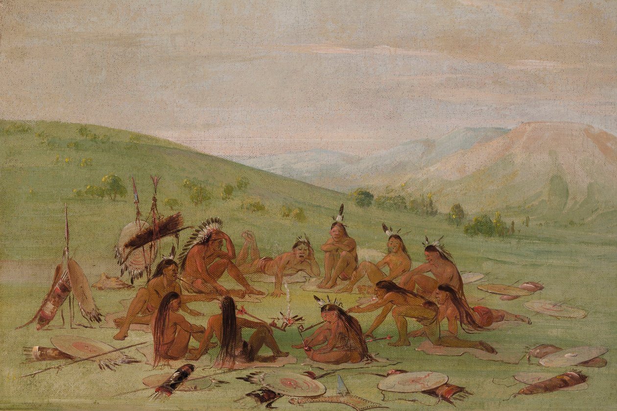 Gyalogos Háborús Párt a Tanácsban, Mandan alkotó: George Catlin