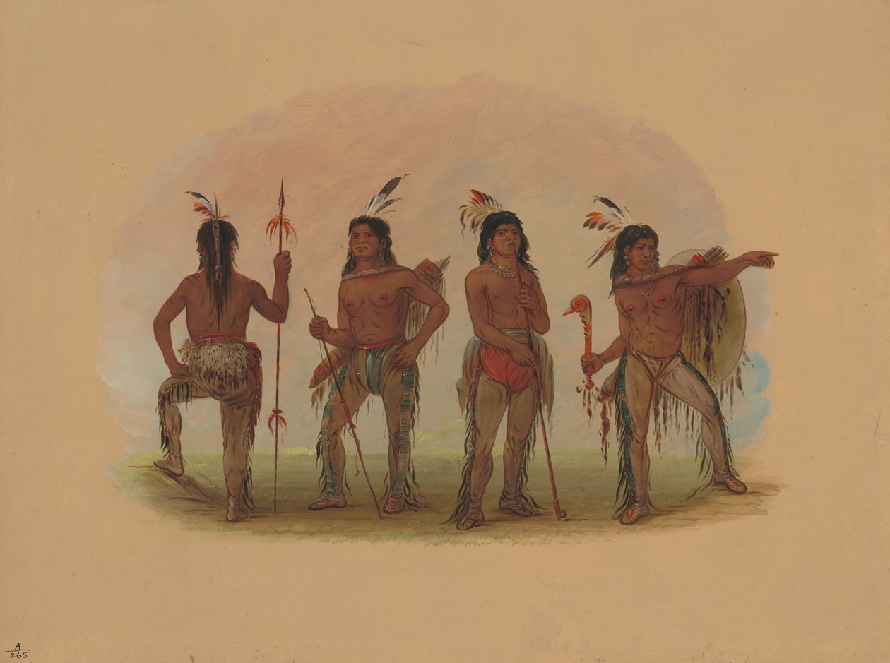 Négy navaho harcos, 18611869. alkotó: George Catlin