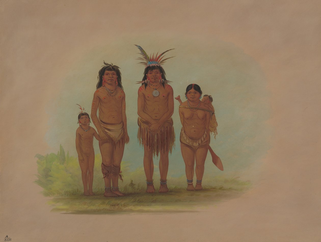 Négy sepibo indián, 18541869. alkotó: George Catlin